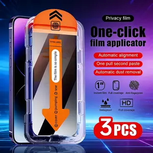 3pcs Full Cover Privacy Protective Tempered Glass Screen Protector For iPhone 15 Pro Max/15 Pro/15/15 Plus/9H+ Hardness, Ultra HD, Anti-Scratch, Anti-Fingerprint, Easy to Install, Anti-Peeping, Accessories