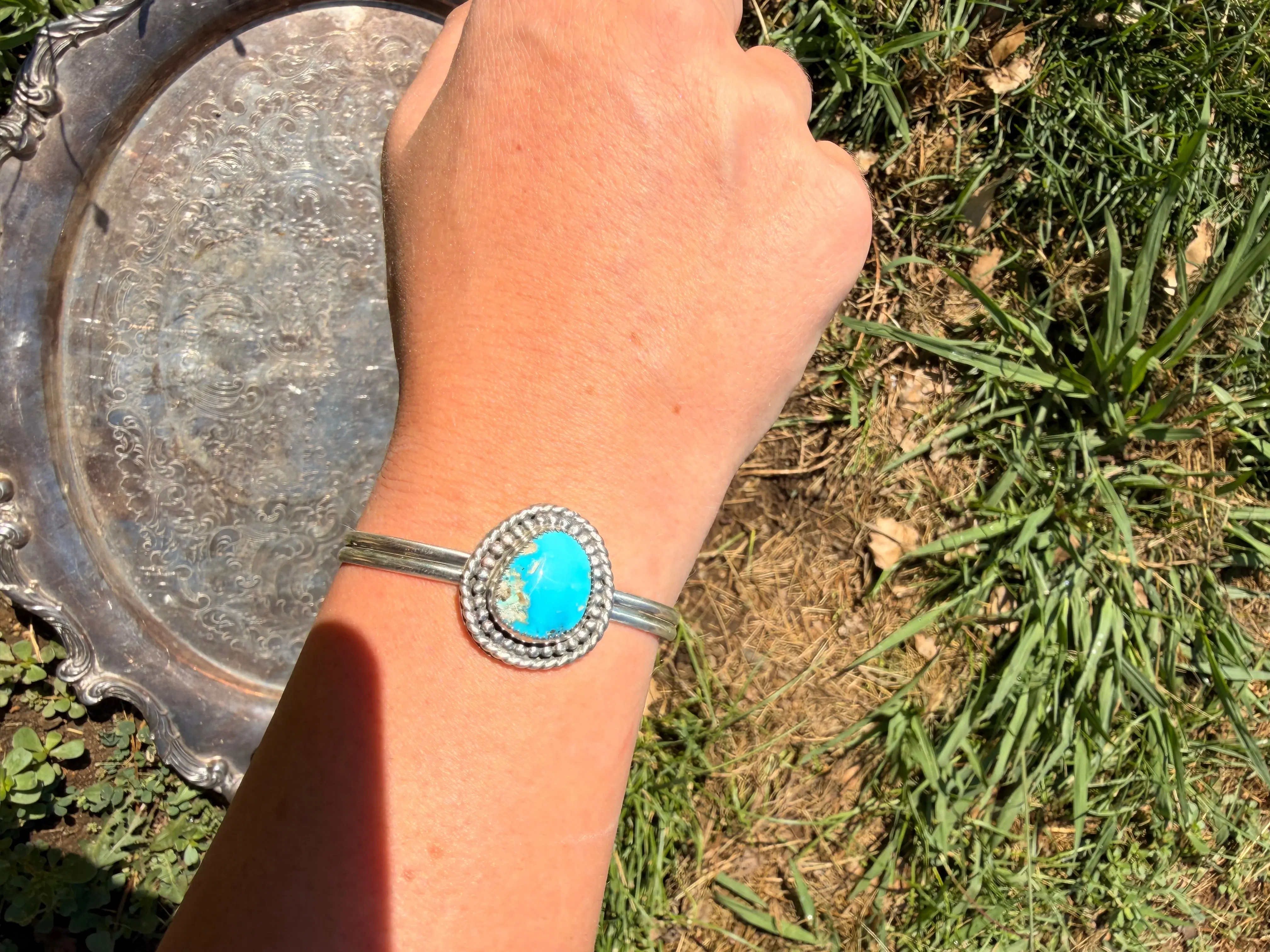 easter blue turquoise cuff bracelet