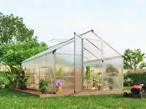 GAOMON 8X12 FT Greenhouse for Outdoors, Walk-in Greenhouse Kit with Aluminum Frame, Polycarbonate Panels, Adjustable Roof Vent, Sliding Door, Secure Lock for Outside Garden, Patio, Backyard