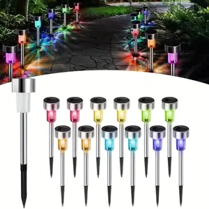 12 Piece Landscape Lawn Lights, Waterproof Garden Lights, Christmas Outdoor Decorations, Pathway Patio Yard Walkway Deck Driveway, Solar Pathway Lamp