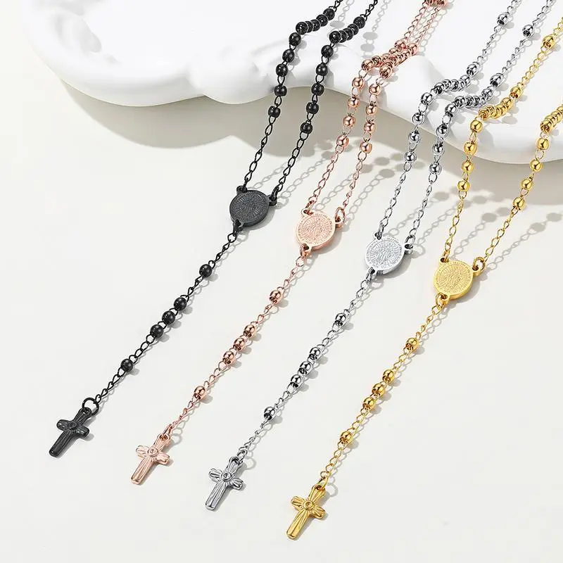 Prayer Rosary Necklace Jesus Cross Crucifix Pendant St. Benedict/ St. Michael/St. Christopher/Virgin Mary Medal Pendant Silver/Golden/Black Stainless Steel Necklace Gifts for Women MenGift Prayer Rosary Necklace Jesus Cross Crucifix Pendant St. Benedict/ St. Michael/St. Christopher/Virgin Mary Medal Pendant Silver/Golden/Black Stainless Steel Necklace Gifts for Women MenGift