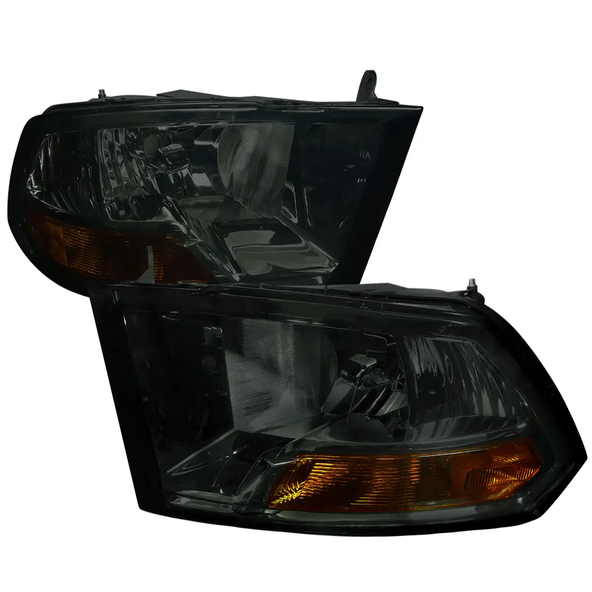 2009-2018 RAM 1500 / 2019-2021 RAM Classic / 2010-2018 RAM 2500 3500 Factory Dual Style Headlights (Chrome Housing/Smoke Lens) Led Headlamps Bulbs