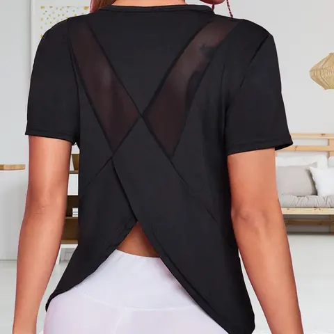 Women's Asymmetrical Mesh Sports Tee, Summer Clothes Breathable Quick Drying Tee Shirts for Workout Running, Summer Outfits, Summer Sports Clothing, Gym Tops, Athletic Activewear, Activewear Tees