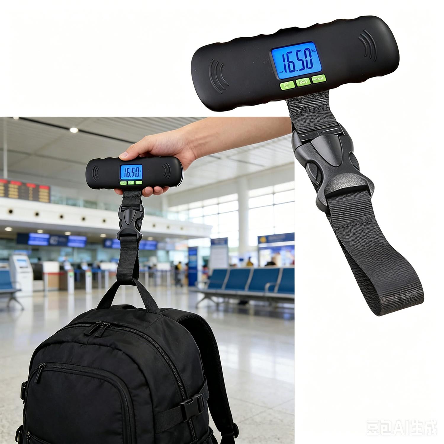 Luggage Scale, 110lb/50kg Digital Travel Scale with Tare & Hold Function, Backlit LCD, Unit Switch, Portable Handheld Scale for Suitcases, Backpacks, Packages and Pets