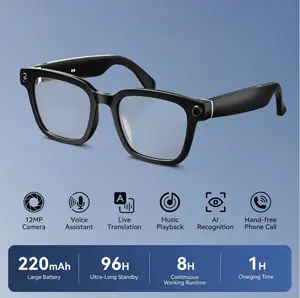 Smart AI Camera Glasses with 8MP Resolution  Convenient Button Touch Adjustment for Travel Outdoor Adventures Hands-Free Photography Bluetooth Wireless Wearable Video Recording  gift Multifunctional Audio glasses
