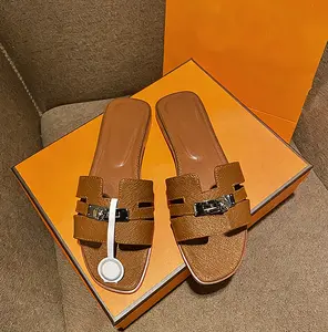 Women's Summer Slides, Classic Metal Buckle Slides