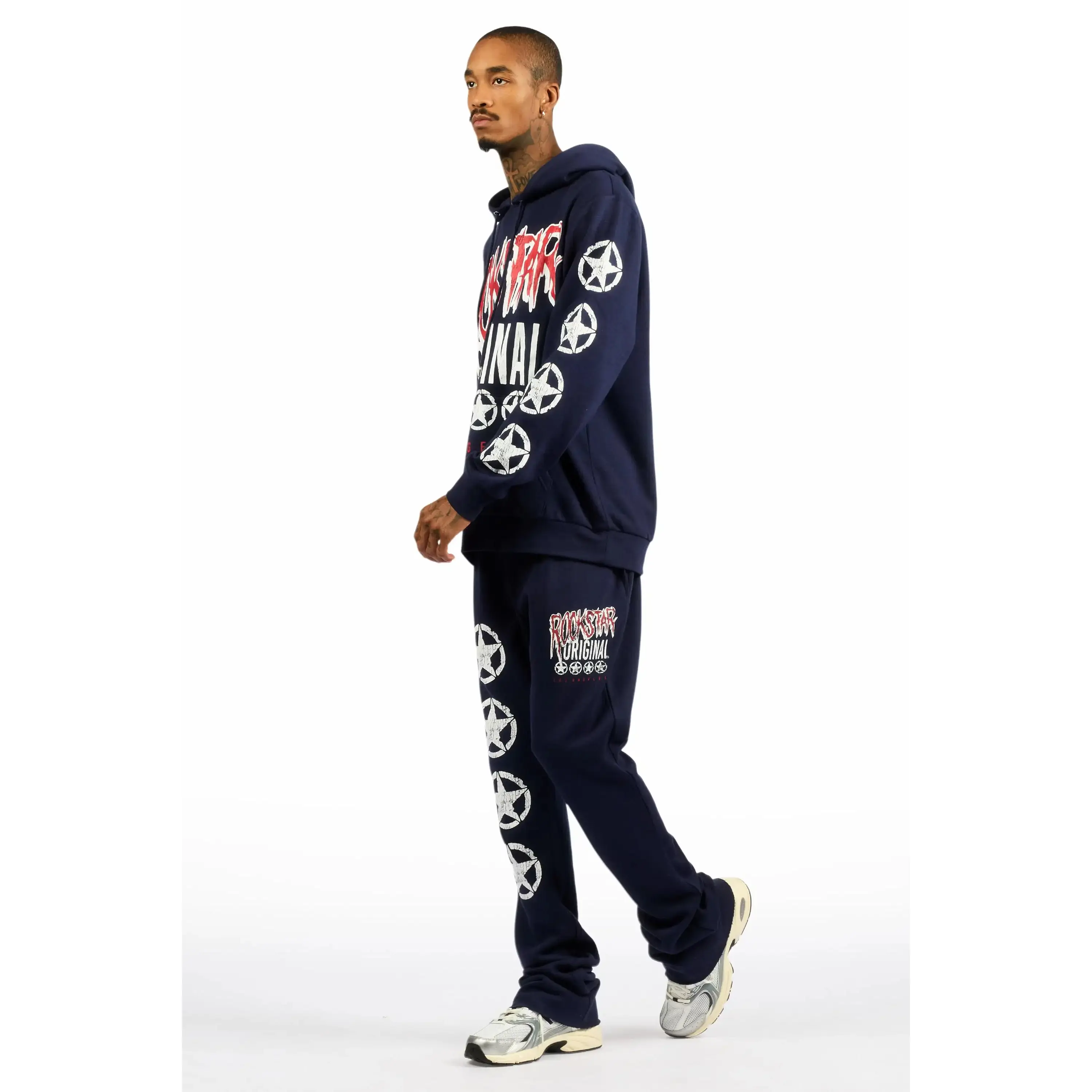 Wizzurd Navy/Red Hoodie Stacked Track Set - TikTok Shop