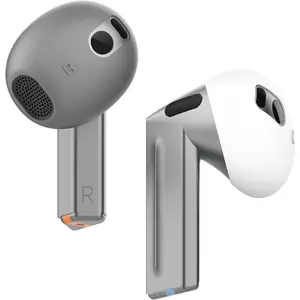 2 Pairs Galaxy Buds 3 Ear Tips Cover Designed for Galaxy Buds 3 [Fit in The Case] Anti Slip Silicone Cover, Anti Scratches, Installation Guide (1 Pair of Each) (Dark Grey & White