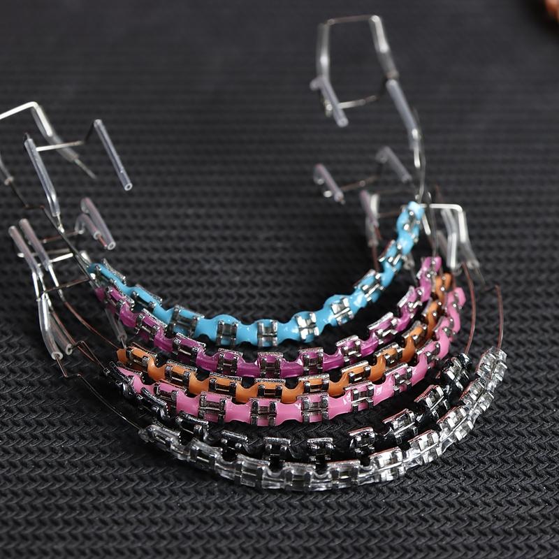 Adult Teeth Decoration Accessories, Colorful Metal Brackets with Wire, Temporary Orthodontic Style, Set of Two, Teeth Kit