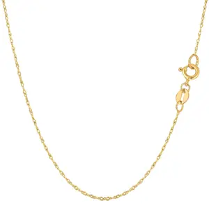 10k Yellow Gold Rope Chain Necklace, 0.6mm