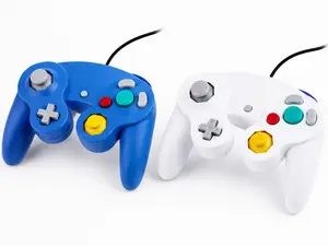 Wired Retro Gaming Controller Gamepad Compatible with GC Console & Wii Style System Blue White Colors
