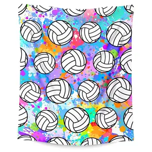 Vibrant Volleyball Pattern Throw Blanket - Soft, Cozy Flannel, Machine Washable, All-Season Comfort for Sofa & More - Perfect Gift for Sports Fans of All Ages
