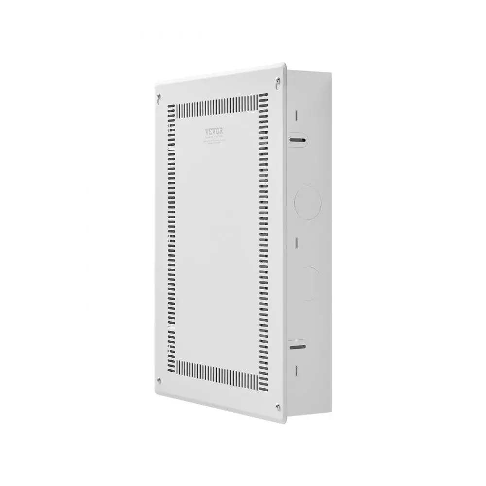 【BackToSchool】VEVOR 20-In Wall Recessed Metal Safety Media Enclosure, Cold-Rolled Heat-Safe Steel Cable Management Box Kit with Cover for TV Home Theater, 16-In Stud Spacing, Installation-Friendly, Structured Design, 2 Reserved Outlet Box Knockouts, 6x1.5