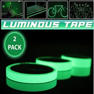 2pc Glowing Tape Set, Self-Adhesive Night Glow Wall Stickers, Fluorescent Light, Multiple Uses, Ideal for Home Decor & Safety Marking