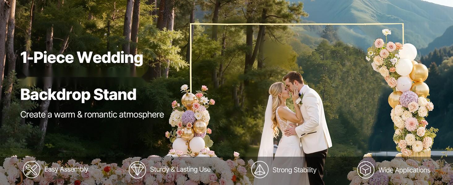 Arch Backdrop Stand 8 X 8 Ft, Sturdy Metal Square Arch Frame With Easy Assembly, Versatile Indoor Outdoor Backdrop Support For Wedding Decor, Birthday Party, Graduation, Holiday Celebration, Ceremony And Stage Decoration