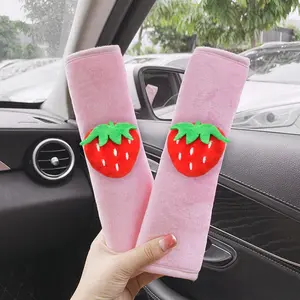 Strawberry Design Car Seatbelt Protector Covers, Set of 2, Car Interior Decoration, Enhance Safety & Comfort, Stylish Accessory for Vehicle Interior