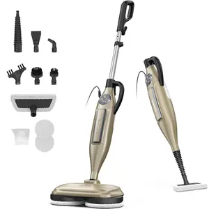 [MemorialDay]DEVOAC VM6 Rotating Steam Mop, Electric Cleaner for Sticky Grime & Grease. 10-in-1 with 3 Steam Settings for Floors, Walls, Tiles, Cabinets. Fast Heat-Up.