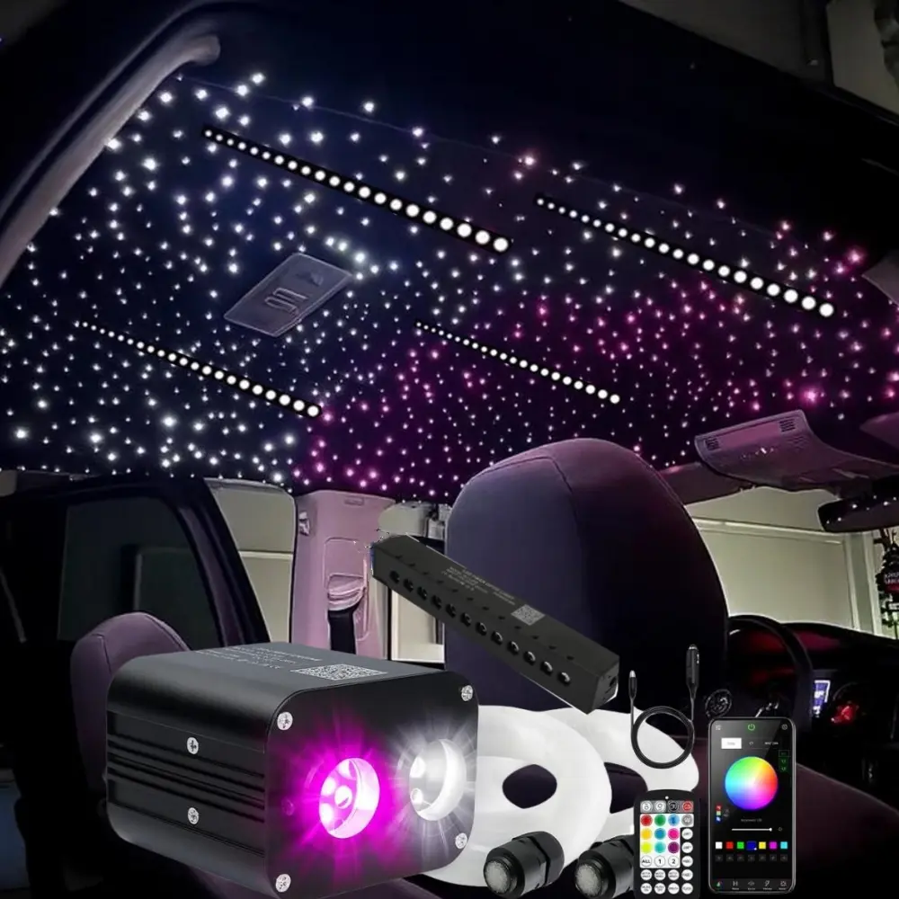 Twinkle 20W Dual Color Starlight Headliner Kit 1000 Stars + 120 Shooting Stars,  LED Fiber Optic Star Ceiling Light for Car Roof Luxury Car Interior Light with APP Control Music Modes, 1120 Pieces Fibers 9.8ft