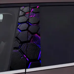 Car B-pillar Sticker, Hexagonal Pattern Car Sticker, Self-adhesive Waterproof & Anti-scratch PVC Sticker, Universal Car Exterior Decoration Accessories