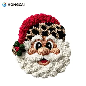 Santa Claus Face Vinyl Sticker, Christmas Theme Decoration, Cheeks Tongue, Leopard Decor, Holiday Print Pattern