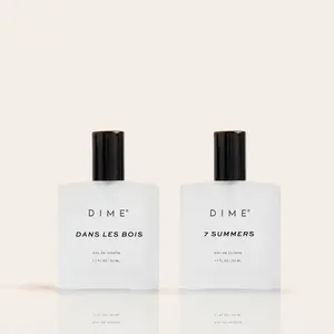 DIME 7 Summers & Dans Les Bois Perfume Duo - Enjoy a Juicy Pear, Vanilla Orchid Fragrance and a Fragrance with Red Saffron, Jasmine, Cedarwood Notes, Two 1.7 oz / 50 ml bottles