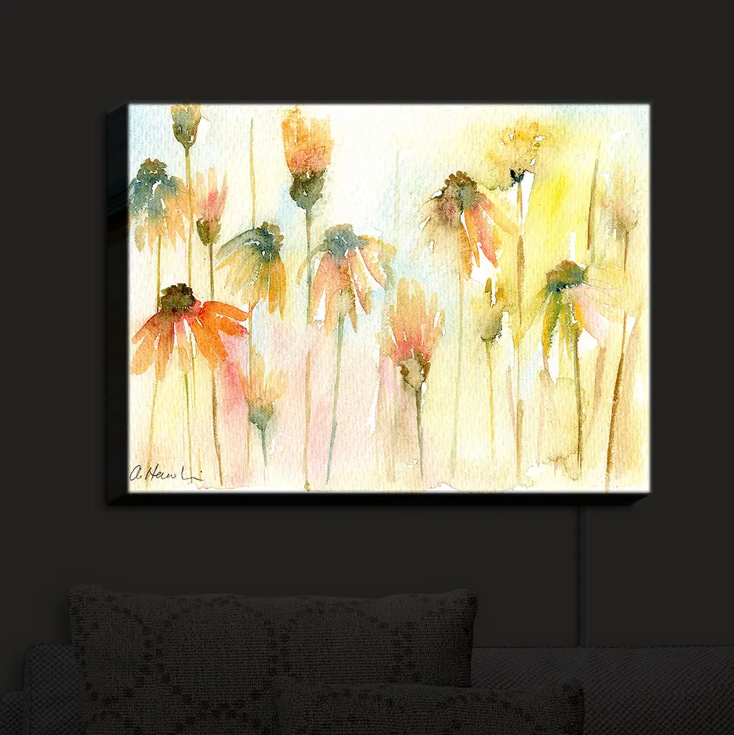 Illuminated Wall Art, Hand Made by DiaNoche Designs |  Amanda Hawkins - Orange Daisies