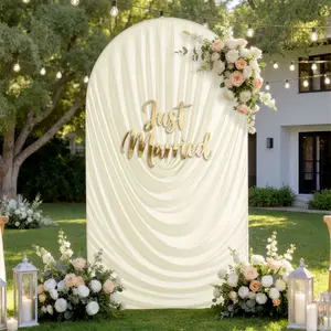 6FT/7.2FT Ruched Wedding Arch Backdrop Cover, Stretch Fabric Curved Arch Cover for Wedding Ceremony, Baby Shower, Birthday Party, Photo Booth & Event Decorations