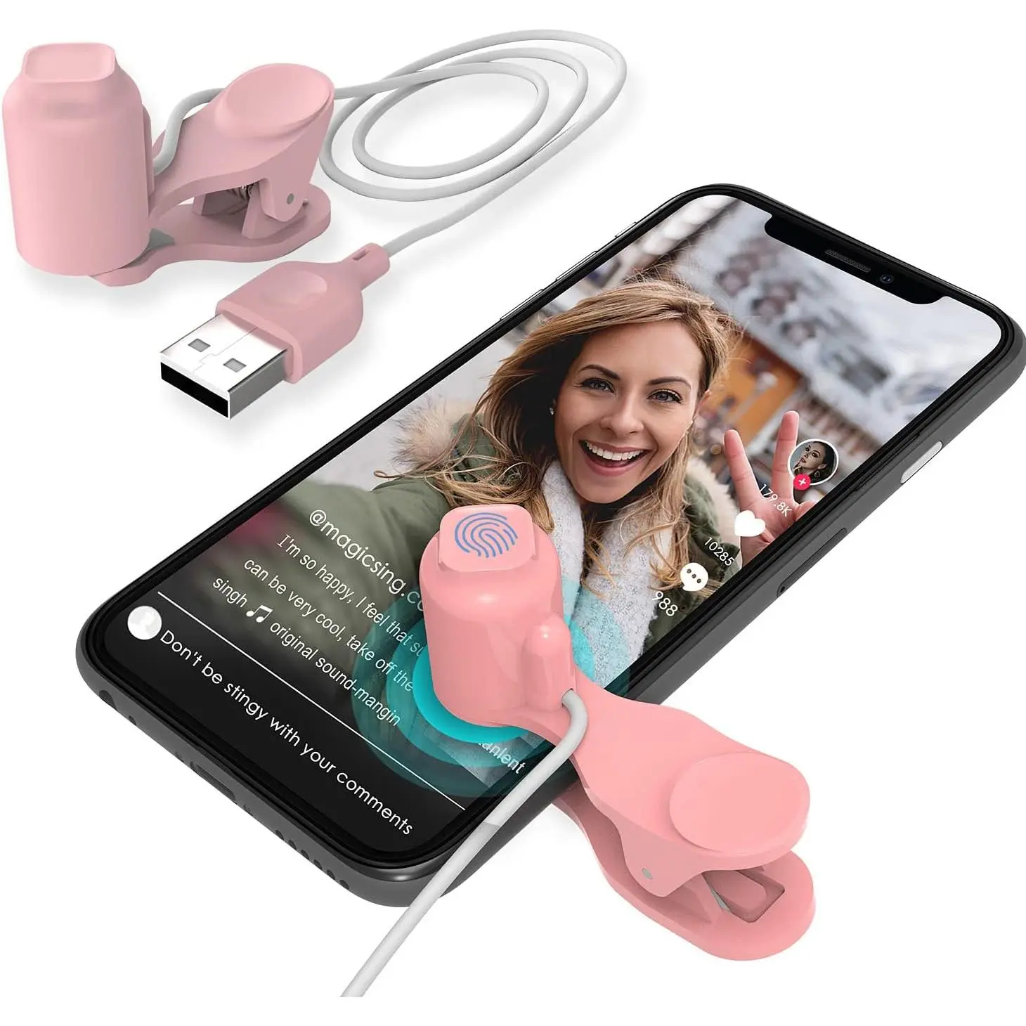 Auto Clicker for Phone Automatic Phone Screen Tapper, Simulated Finger Clicking USB Simulator for Gaming, Shopping, Giving a Like in , Lightning Deal, Live Broadcasts, Reward Tasks (Pink)
