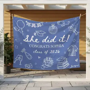 [Copy of] Personalized Graduation Party Banner, She Did It Graduation Decor, Class of 2026 Gift, Graduation Backdrop, Grad Party Tapestry Decoration