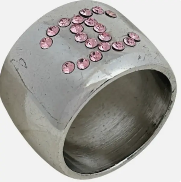 Pre-owned CHANEL CC logo Rhinestone Ring Heart Ring 4000018658350
