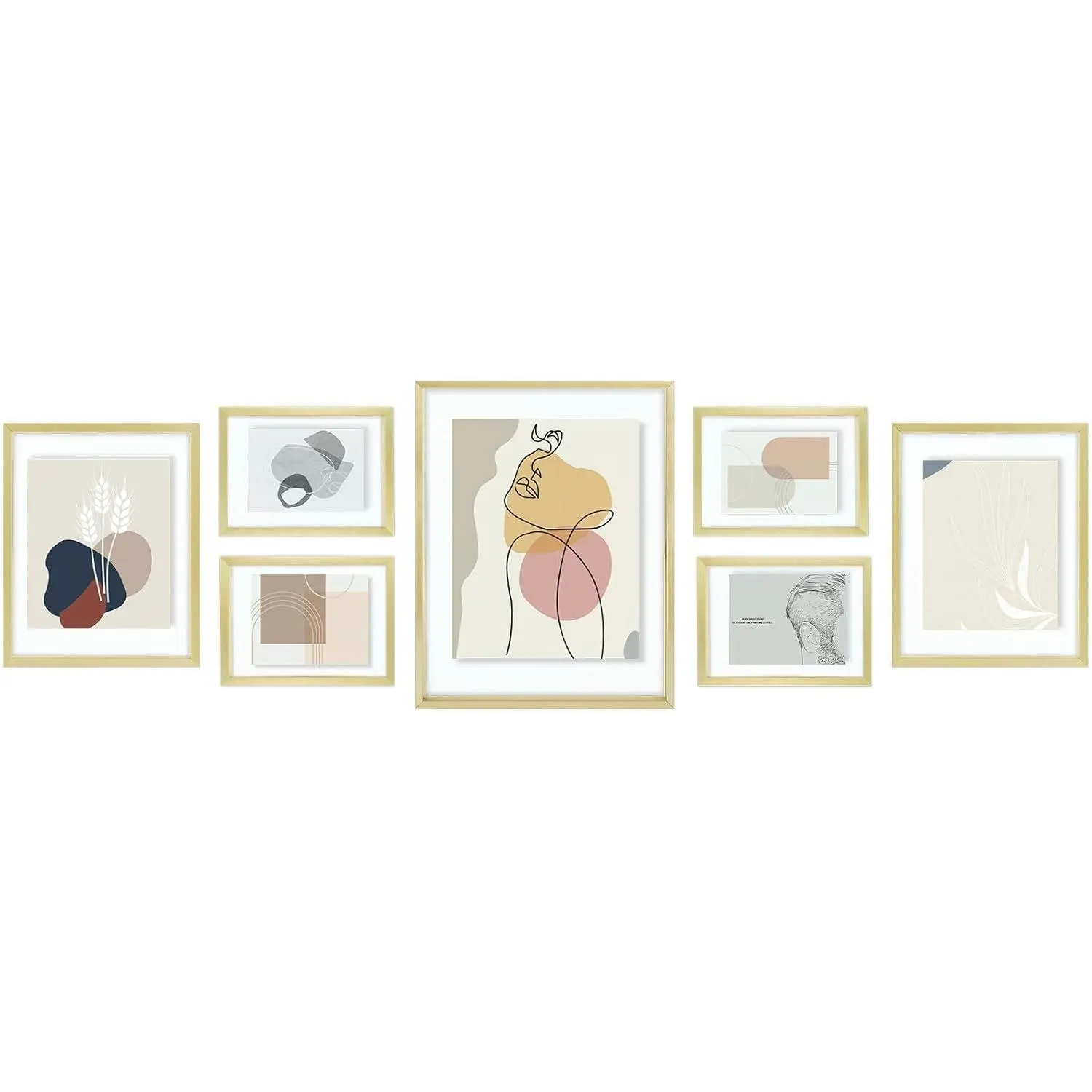 , 7 Pack Floating Frames for One 11x14, Two 8x10, and Four 5x7 Pictures.  Photos Frame for Wall Display ()