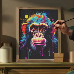 Colorful Monkey Paint by Numbers Kit DIY Acrylic Painting for Beginners Relaxing Wall Art Home Decoration Gift 16x20inch (40x50cm)