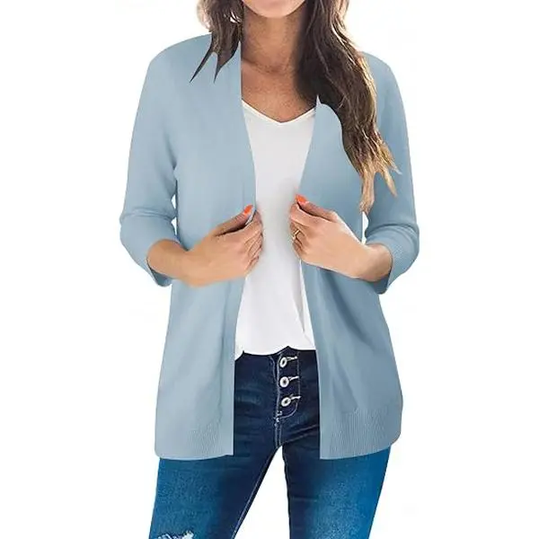 Onlypuff Women's Casual Cardigans with Pockets Lightweight Open Front Cardigan Sweaters Dressy Knit Outfits Plain Color