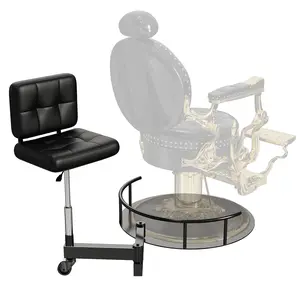 Baasha New Barber Chair Rolling Stool with Backrest, Mobile Barber Chair Attachment with Variable Height, Precision Tool for Beauty Professionals