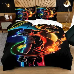 Pikachu Pattern Duvet Cover Set, Soft And Durable Bedding Set, Decorative Duvet Cover, Contains 1 Duvet Cover And 1 Or 2 Pillowcases, Daily Holiday Birthday Gift Bedroom Decoration For Children And Adults