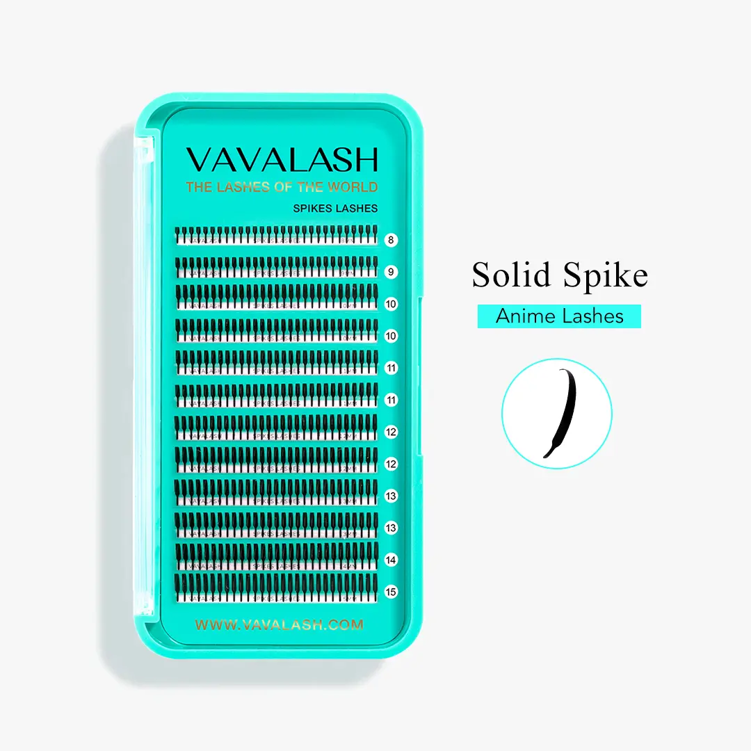 VAVALASH Solid Spike Anime Eyelash Extensions, Matte Black 0.07mm Spiky, C/D Curl Mixed 8-15mm, Sharp Manga Wispy Lightweight Volume for Professional Lash Artists