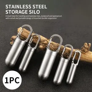 Stainless Steel Dustproof Waterproof Medicine Storage Box, Portable Travel Pill Case, Durable Reusable Hanging Design, Washable