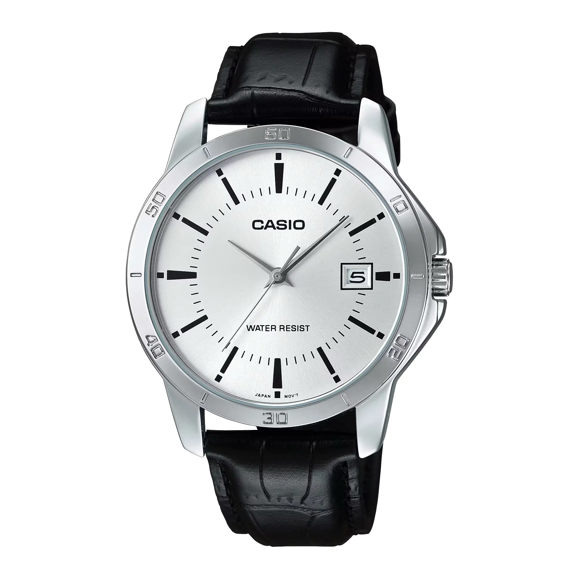 Casio Men’s Silver Dial Brown Leather Strap Analog Watch – MTP-V004L-7CUDF