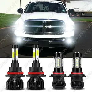 For 2002 2003 2004 2005 Dodge Ram 1500 2500 - 9007 LED Headlight + 9006 Fog Light 6000K White 4 Pack Truck