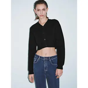 URBAN REVIVO 2026 Women's Casual Short-Sleeve Cropped Knit Cardigan - Soft Fabric, Stylish Design, Versatile Wear, UYY940091