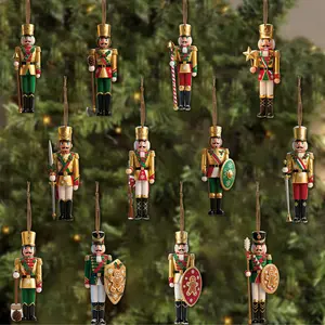 24pcs Christmas Nutcracker Ornaments - Classic 2D Hanging Wooden Nutcracker Ornaments with Rope, Handcrafted Christmas Tree Decorations, Festive Party Supplies, Artisan Crafts, Nutcracker Christmas Decorations，Battery-Free Holiday Gifts Painting