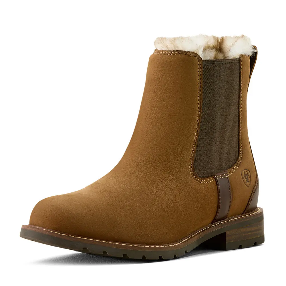 10063876 Ariat Women's Wexford Sherpa Waterproof Chelsea Boot - Amber Brown