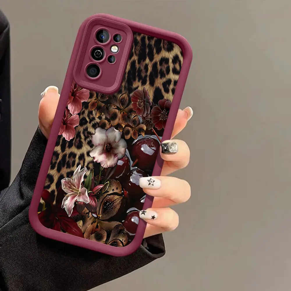 Cheetah cherry blossom pattern phone case for Samsung S26/S25/S23/S24/S22/S21/NOTE20/PLUS/ULTRA/FE/A54/A53/A52/A36/A35/A34/A33/A17/A16/A15/A14/A13 cover soft shockproof protective Shell Protection Protection Gift for Leopard print Lover[Samsung S26 New]