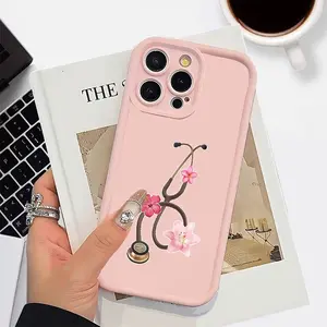 Phone Case - 1pc Creative Floral Stethoscope Frosted Soft Phone Case Compatible with Iphone 17 16 15 14 13 12 11 Pro Max AIR 14 15 16 Plus XS XR X 8 7 SE 2020 Phone Cover