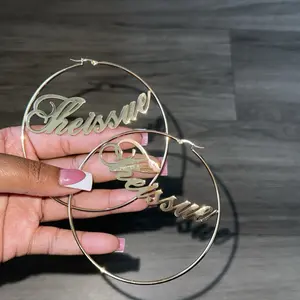 Custom Gold Hoops - Personalized Name Display Product Title