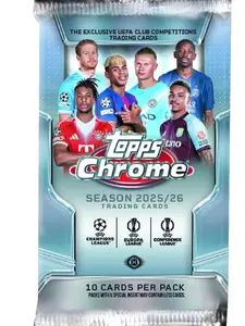1 (ONE PACK) - 2025/26 Topps Chrome UEFA Club Competitions Soccer Hobby Jumbo