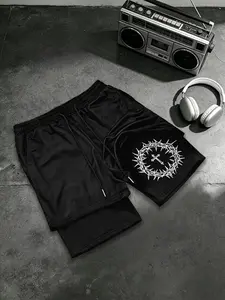 Men's Casual Fake Two-Piece Double-Layer Pants, Ideal for Daily Wear or Sports, Versatile Clothing for Multiple Scenarios