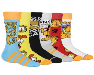Garfield Socks Men's Don't Know Don't Care Character Inspired Adult 6-Pack Mid Calf Mix and Match Casual Crew Socks