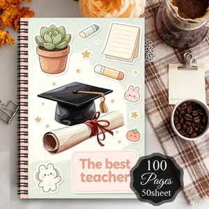 1 'Best Teacher' Spiral Notebook Travel Journal, Teacher's Day Office Planner, Personal Organizer, End-of-Semester Gift for Teachers and Teaching Assistants, a Fun Office Gift for Teachers and Educators