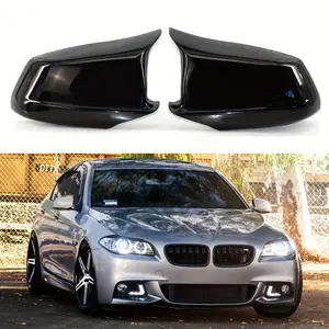 For BMW 5 Series F10 F11 (2011-2013) 520i 523i 525i 528i 530i 535i 550i M5 - WheelX M-Style Horn Side Mirror Covers Gloss Black 2pc Set - NOT for 2014-2017 LCI - Car Exterior Tuning Accessories Wing Mirror Housing Replacement Parts - Performance Look